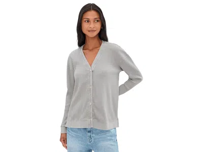 Mod-o-doc Long Sleeve Button Front Waffle Cardigan In Gray