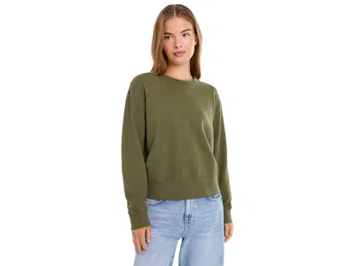 Mod-o-doc Long Sleeve Crew Neck Sweatshirt Women's Sweatshirt Shadow Fern: Lg (us 12-14), Cotton/polyester/spa In Green