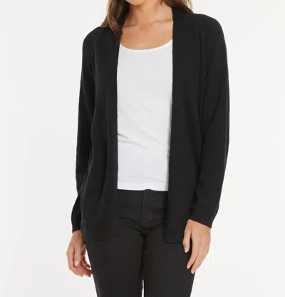 Mod-o-doc Long Sleeve Crop Duster Sweater In Black
