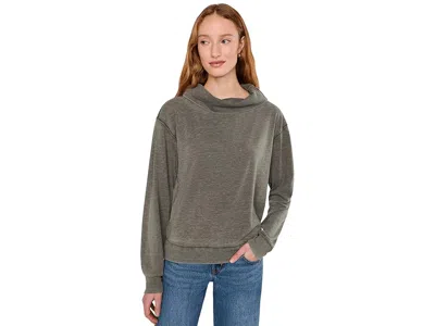 Mod-o-doc Long Sleeve Draped Turtleneck Sweatshirt In Gray