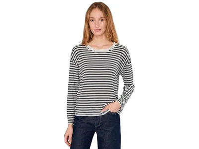 Mod-o-doc Long Sleeve Drop Shoulder Boxy Crew Neck T-shirts In Black