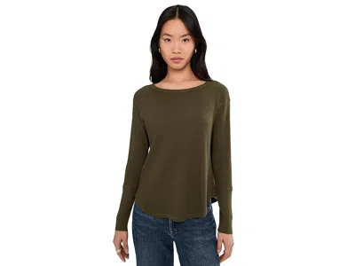 Mod-o-doc Long Sleeve Dropped Armhole Oversized Top In Green