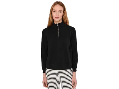 Mod-o-doc Long Sleeve Half-zip Funnel Neck Sweatshirt In Black