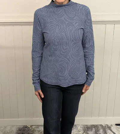 Mododoc Long Sleeve Mock Neck Fitted Top In Whirlpool In Grey