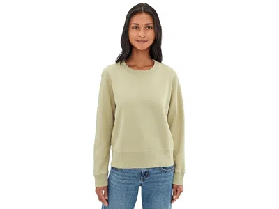 Mod-o-doc Long Sleeve Open Crew Neck Sweatshirt In Green