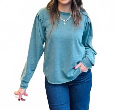 Mod-o-doc Long Pleated Sleeves Sweatshirt In Green