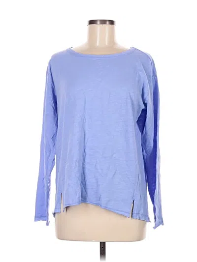 Pre-owned Mod-o-doc Long Sleeve Top Blue Crew Neck Tops