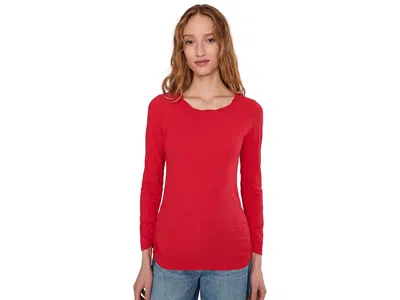 Mod-o-doc Long Sleeve Twisted Scoopneck T-shirts In Red