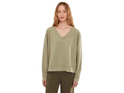 Mod-o-doc Long Sleeve V-neck Sweatshirt In Brown