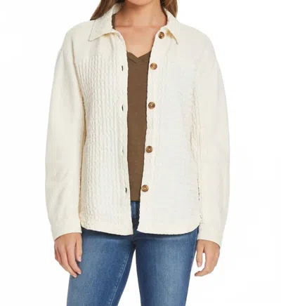 Mod-o-doc Mixed Texture Oversized Shacket In Milk Frost In Multi