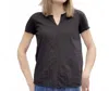 Mod-o-doc Raw Edge Split V Tee In Black In Black