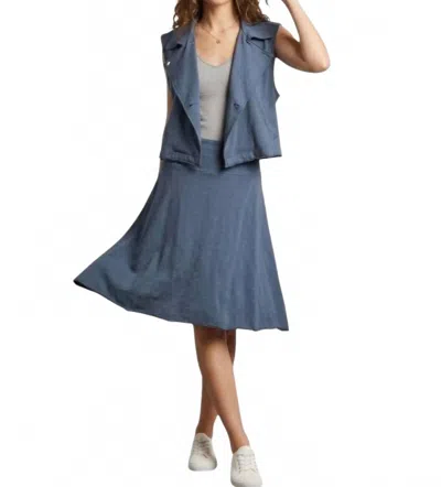 Mod-o-doc Shirred Waistband A-line Skirt In Night Orchid In Blue