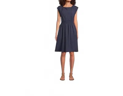 Mod-o-doc Short Dolman Smocked Waist Mini Dress In Vibrant Navy In Black