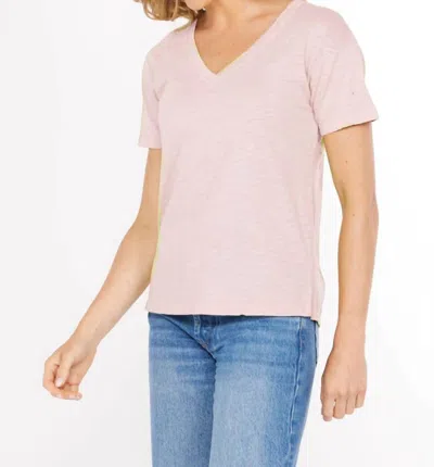 Mod-o-doc Short Sleeve Boxy V-neck Tee In Rosewater In Pink