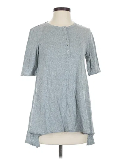 Pre-owned Mod-o-doc Short Sleeve Top Gray Keyhole Neckline Tops