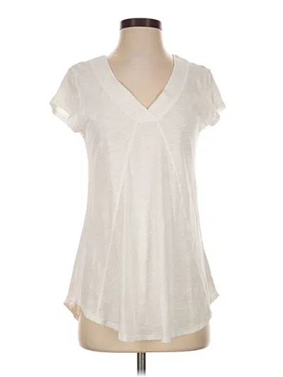Pre-owned Mod-o-doc Short Sleeve Top Ivory V-neck Tops