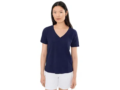 Mod-o-doc Short Sleeve V-neck Boxy Tee Women's Clothing Vibrant Navy: Lg (us 12-14) In Blue