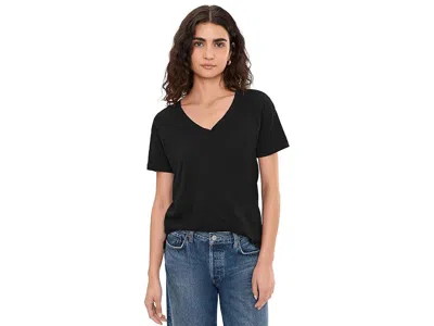 Mod-o-doc Short Sleeve V-neck Boxy T-shirts In Black