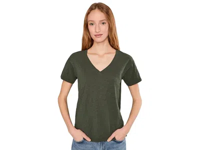 Mod-o-doc Short Sleeve V-neck Boxy T-shirts In Green