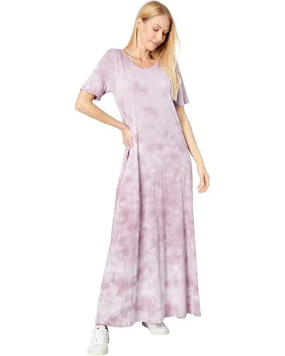 Mod-o-doc Slub Jersey Maxi Dress Pink Tie Dye Short Sleeve Jzz229