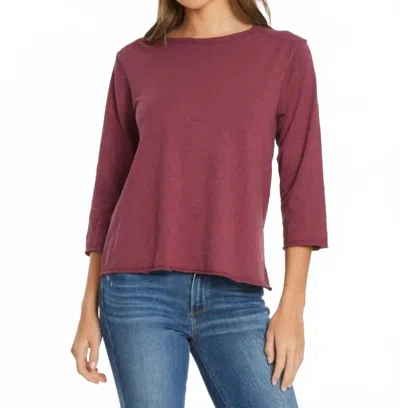 Mod-o-doc Waffle Mix Open Crewneck Tee In Zinfindel In Burgundy