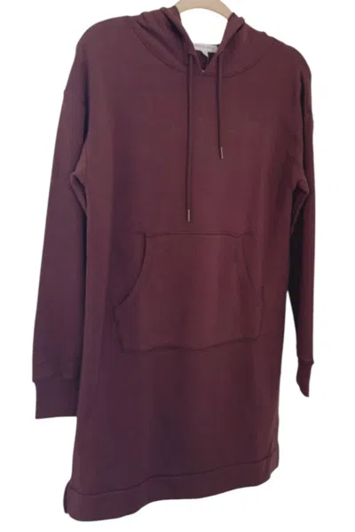 Mod-o-doc Women's Hooded Sweatshirt Dress In Espresso In Burgundy