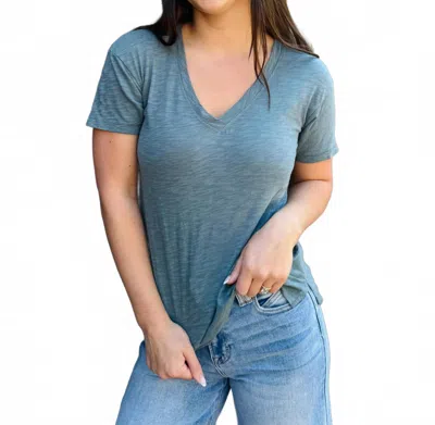 Mod-o-doc Women's V Neck Boxy Top In Teal In Blue