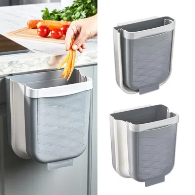 Modu Hanging Foldable Trash Can For Kitchen Cabinet Door Collapsible Narrow Waste Bin Compact Travel Tras In Silver
