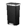 Modu Kitchen Trash Can, 11.9 Gallon Resin Rectangular Step Lid Garbage Bin, Black In Black