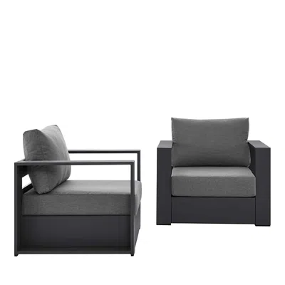 Modway 2 Pc Tahoe Outdoor Patio Powder Coated Aluminum Armchair Set In Gray