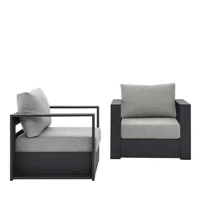 Modway 2 Pc Tahoe Outdoor Patio Powder Coated Aluminum Armchair Set In Gray