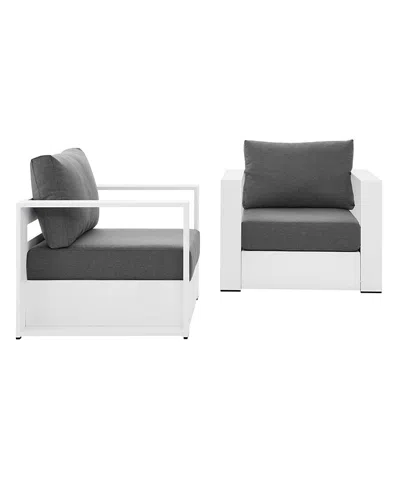 Modway 2 Pc Tahoe Outdoor Patio Powder Coated Aluminum Armchair Set In White