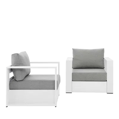 Modway 2 Pc Tahoe Outdoor Patio Powder Coated Aluminum Armchair Set In Gray