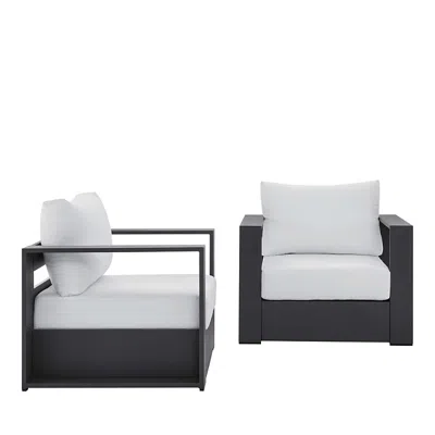 Modway 2 Pc Tahoe Outdoor Patio Powder Coated Aluminum Armchair Set In White