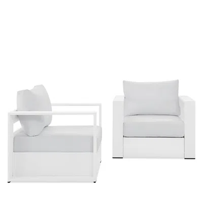 Modway 2 Pc Tahoe Outdoor Patio Powder Coated Aluminum Armchair Set In White
