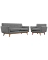 Modway 2pc Engage Armchair & Loveseat Set In Gray