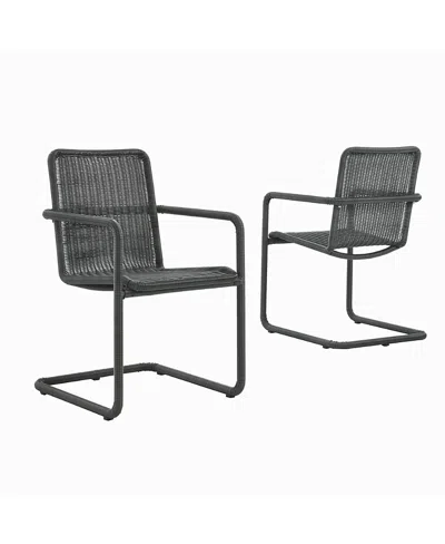 Modway Abacus Outdoor Patio Wicker Dining Chairs, Set Of 2 In Gray