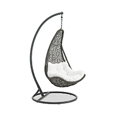 Modway Abate Outdoor Patio Swing Chair With Stand In Gray White