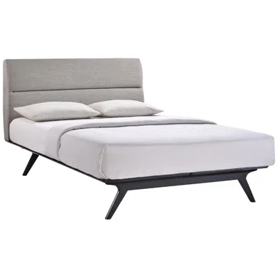Modway Addison Gray Fabric Black Platform Queen Bed