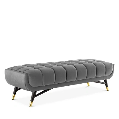 Modway Adept 60 Performance Velvet Bench In Gray