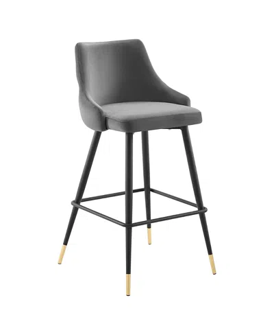 Modway Adorn Performance Velvet Bar Stool In Gray