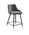 Modway Adorn Performance Velvet Counter Stool In Gray