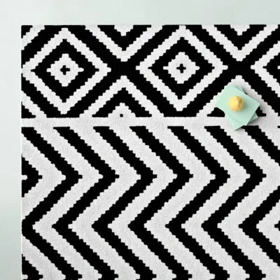 Modway Ailani Geometric Chevron / Diamond Area Rug In Black,white