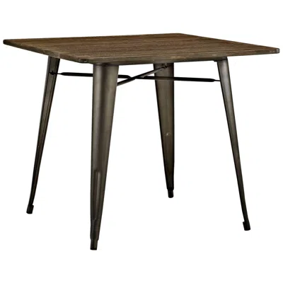 Modway Alacrity 36" Wide Brown And Gunmetal Square Dining Table