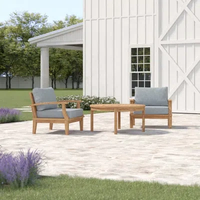 Modway Alaina 3 Piece Outdoor Patio Teak Set In Gray