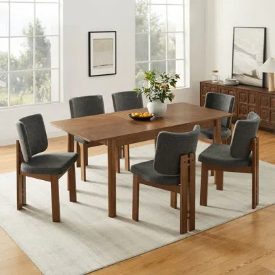 Modway Alba 7-piece Dining Set In Walnut Taupe In Charcoal