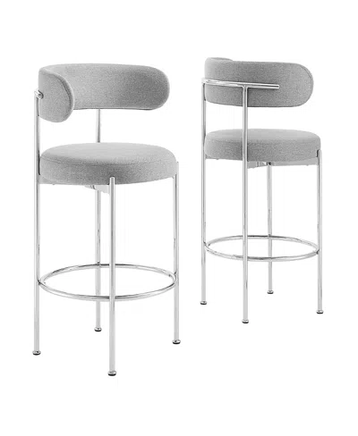 Modway Albie Fabric Bar Stools, Set Of 2 In Gray