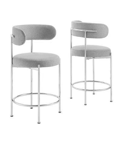 Modway Albie Fabric Counter Stools, Set Of 2 In Gray