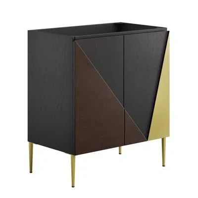 Modway Alchemist 29" Single Bathroom Vanity Base Only In Black In Black;gold
