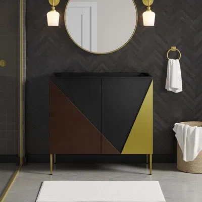 Modway Alchemist 35" Single Bathroom Vanity Base Only In Black In Black;gold